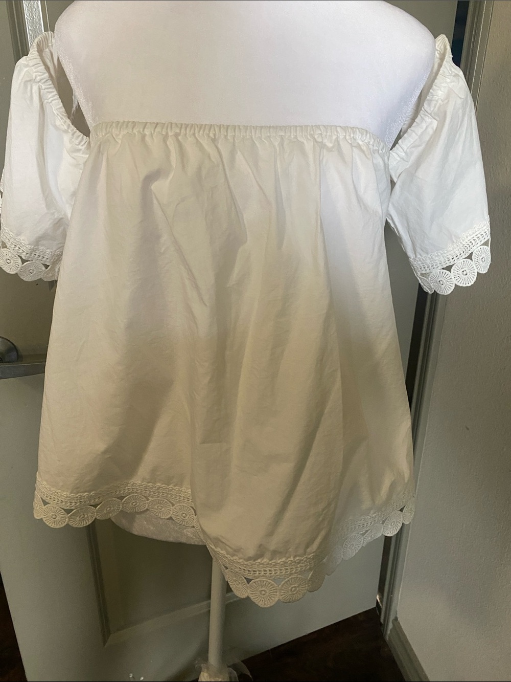 Say What? White Off-Shoulder Eyelet Lace Blouse